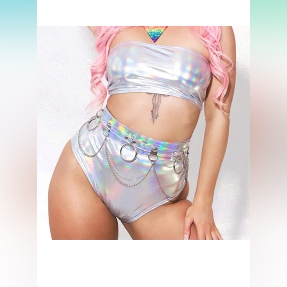 Holographic Silver Women's Accessory Set